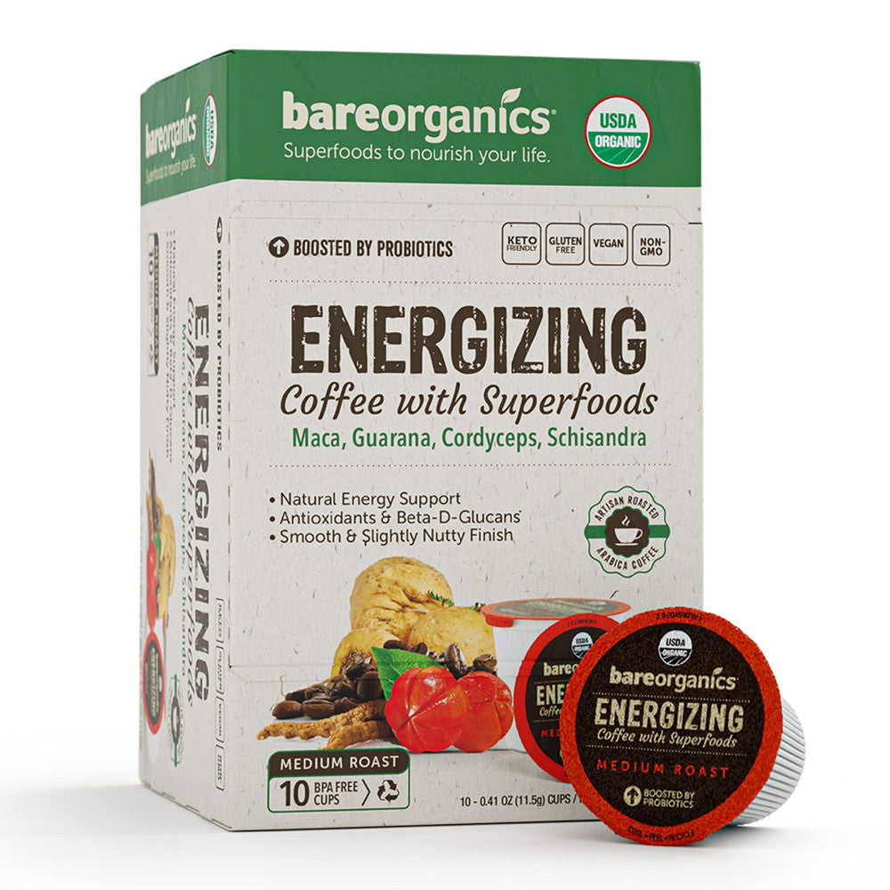 Bare Organics Energizing Coffee Infused With Superfoods And Probiotics, 10 Ea